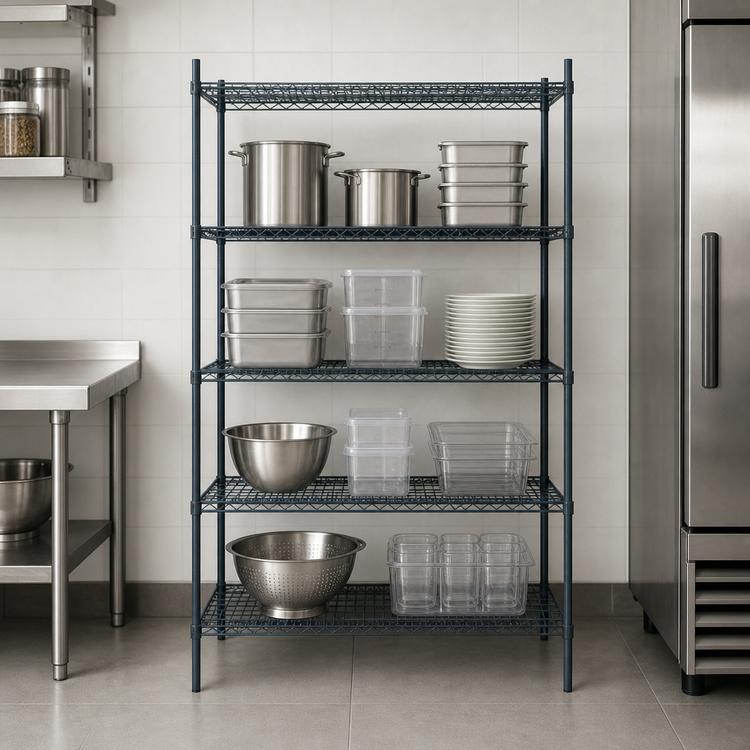 Product image #3 for Mixrite 24 x 18 Inch 4-Shelf Epoxy Wire Shelving Unit with 74-Inch Posts, Slate Gray