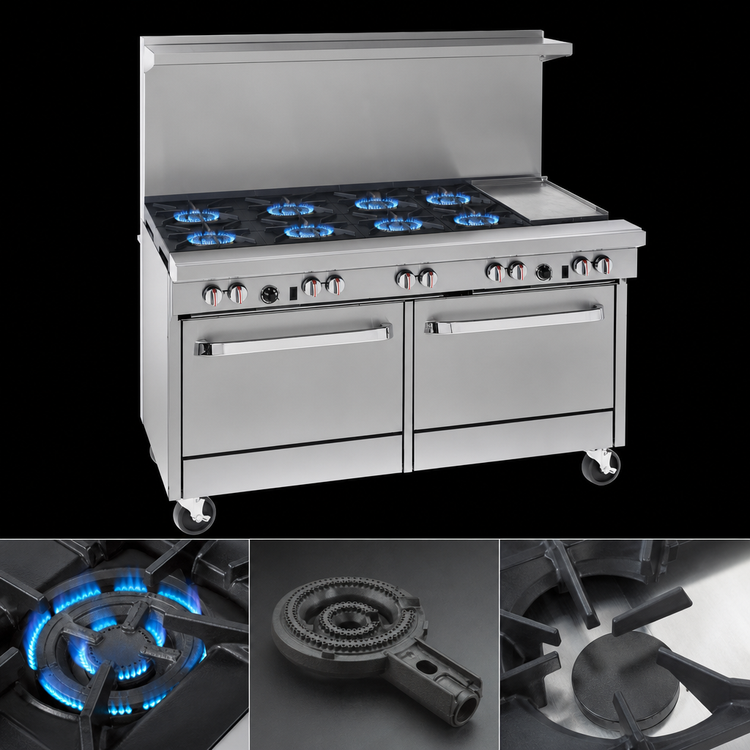 Product image #3 for Southbend S-Series 60-Inch Gas Restaurant Range with 6 Open Burners, 24-Inch Raised Griddle/Broiler, Convection Oven and Standard Oven