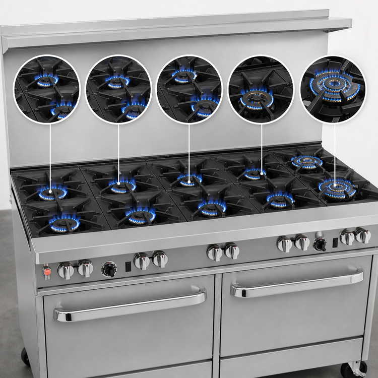 Product image #3 for Southbend Ultimate 60-Inch Commercial Gas Range with 9 Open Burners and 2 Convection Ovens