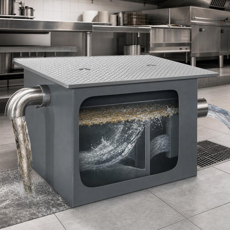 Product image #3 for Watts GI-200-K 200 GPM Grease Interceptor with 400 lb Capacity and 4 Inch Inlet/Outlet