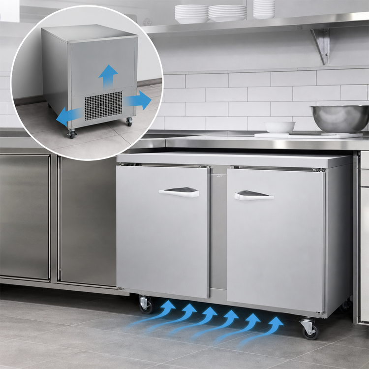 Product image #3 for Traulsen Dealer's Choice 48-Inch Two-Section Reach-In Undercounter Freezer with Left/Right Hinged Solid Doors
