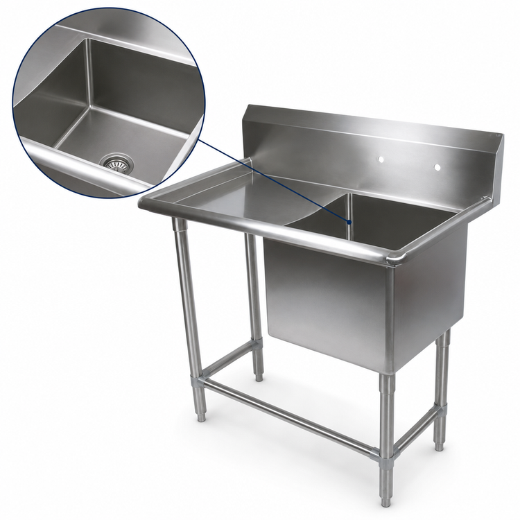 Product image #3 for John Boos Pro-Bowl 1-Compartment Stainless Steel Sink with Left Drainboard, 54-3/16 Inch Wide