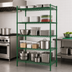 Thumbnail image #3 for Heavy Duty 5-Tier Stationary Green Epoxy Wire Shelving Unit, 14 x 42 x 84 Inches