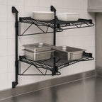 Thumbnail image #3 for Quantum WC34-CB2124BK Wall-Mounted Cantilever Wire Shelving Unit, 2 Shelves, Black Epoxy, 24"W x 21"D