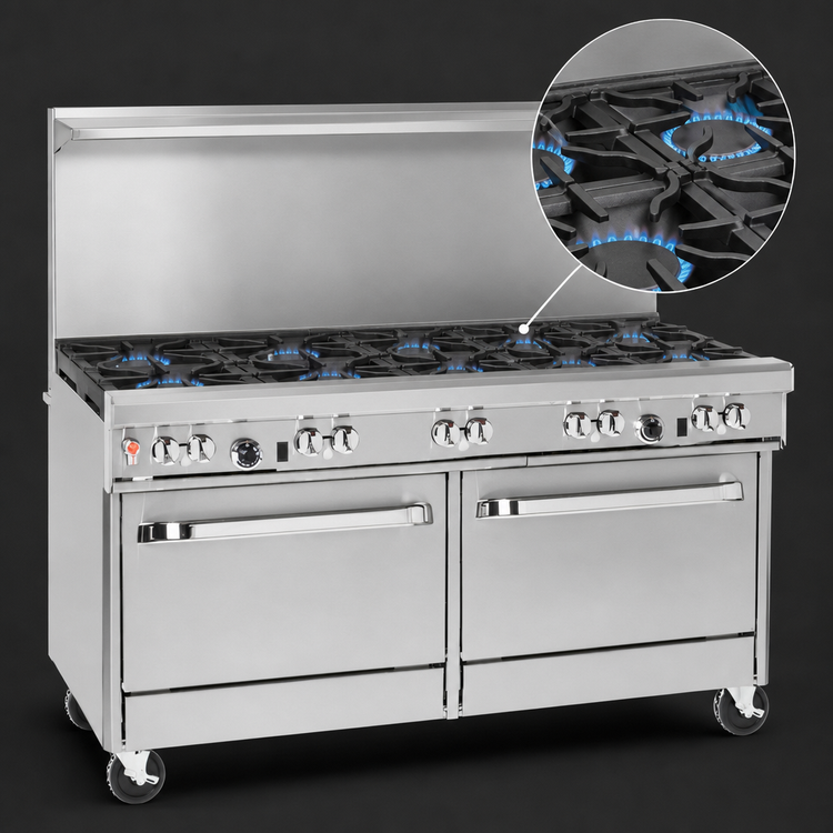 Product image #3 for Southbend Ultimate 60-Inch Gas Restaurant Range with 4 Open Burners, 36-Inch Charbroiler, Convection Oven and Cabinet Base
