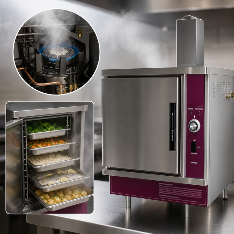 Product image #3 for Crown SX-5G3 Single Compartment Countertop Gas Convection Steamer with 5 Pan Capacity