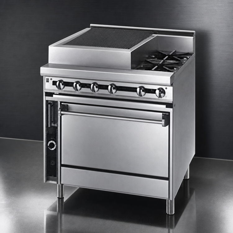 Product image #3 for Titan JTRH-24B-2-36 Heavy Duty 36" Gas Range with 24" Charbroiler and Standard Oven