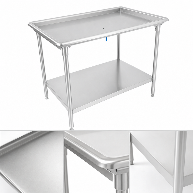 Product image #3 for John Boos Stainless Steel Dish Sorting Table with Undershelf and Bullet Feet, 48-7/8 x 30-3/8 Inches