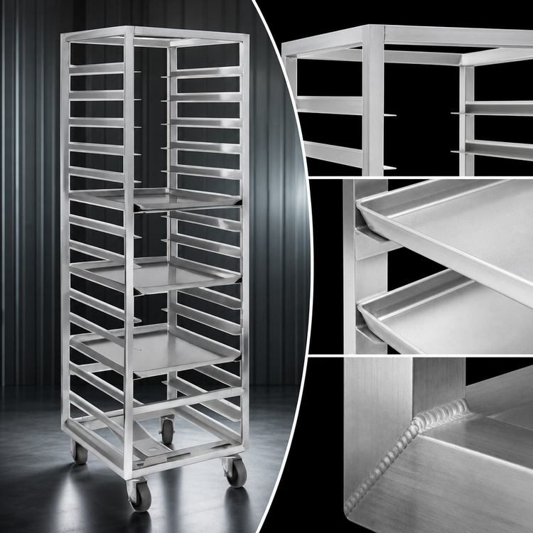 Product image #3 for Channel Manufacturing Standard Heavy-Duty Series Single Section Aluminum End-Load Bun Pan Oven Rack, 15-Pan Capacity