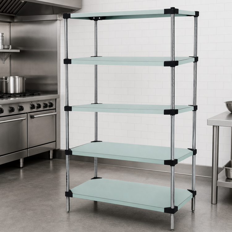 Product image #3 for 72-Inch Wide Solid Stainless Steel Shelving Starter Kit with 5 Shelves