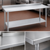 Thumbnail image #3 for Duke Manufacturing Deluxe 108-Inch x 30-Inch Stainless Steel Work Table with 1-1/8-Inch Straight Riser and Galvanized Undershelf