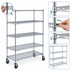 Thumbnail image #3 for Metro Super Erecta 5A556BC 5-Shelf Wire Shelving Cart, 48 x 24 x 67-7/8 Inches, Chrome, Rubber Casters, 2 Brakes