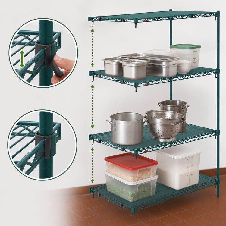 Product image #4 for Metro Super Erecta Super Adjustable Add-On Wire Shelving Unit, 36 x 18 x 63 Inches, 4 Shelves, Metroseal 3 Epoxy-Coated Green
