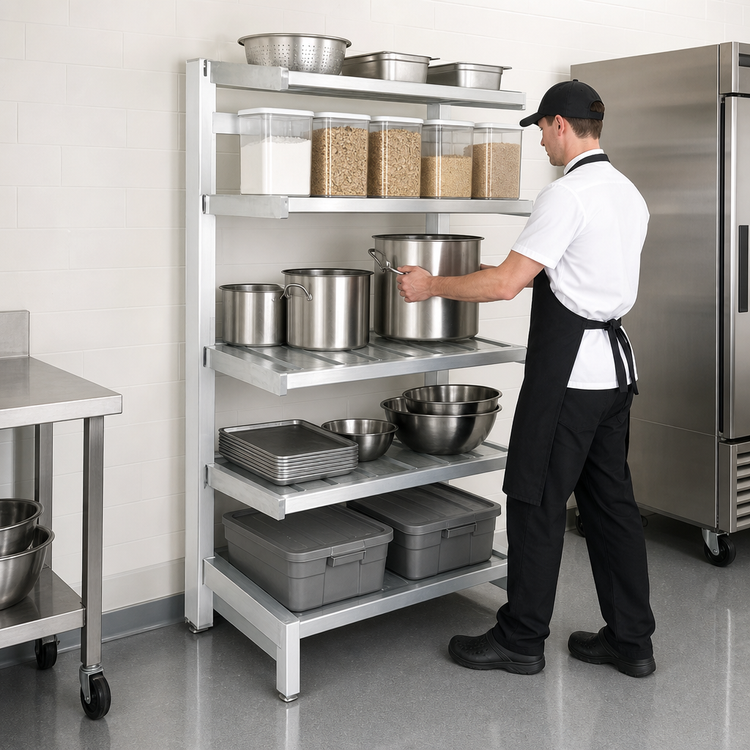 Product image #3 for Channel Manufacturing TT2460 Tubular Cantilever Shelving Unit, 60W x 24D x 72H, Aluminum