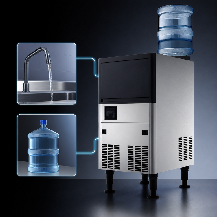 Product image #4 for Self-Contained Air-Cooled Cube Ice Maker with Bin, Dual Water Input, 80 lb. Daily Production