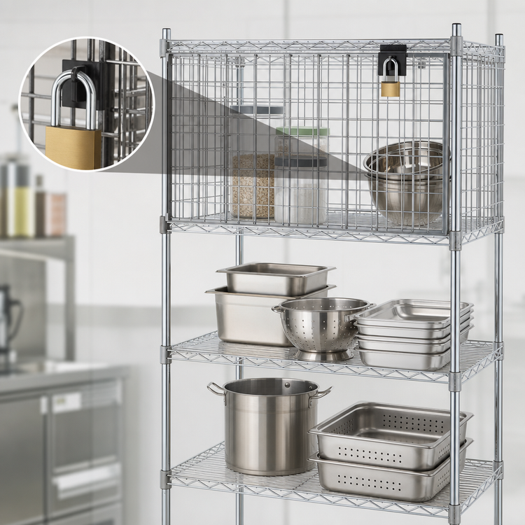 Product image #3 for Eagle Group Chrome Flip-Up Door Security Enclosure Kit for 30"W x 24"D Wire Shelving