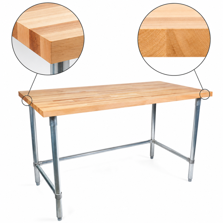 Product image #3 for John Boos 36-Inch x 36-Inch Wood Top Work Table with Stainless Steel Legs