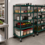 Thumbnail image #3 for Eagle Group QuadPlus QPMU1860VG-G5-74 Mobile 5-Tier Wire Shelving Starter Unit, 60W x 18D x 74H, Green Epoxy Finish