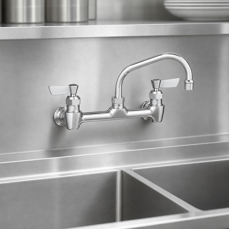 Product image #3 for Fisher Backsplash-Mount Commercial Faucet with 8-Inch Centers and 6-Inch Swing Spout
