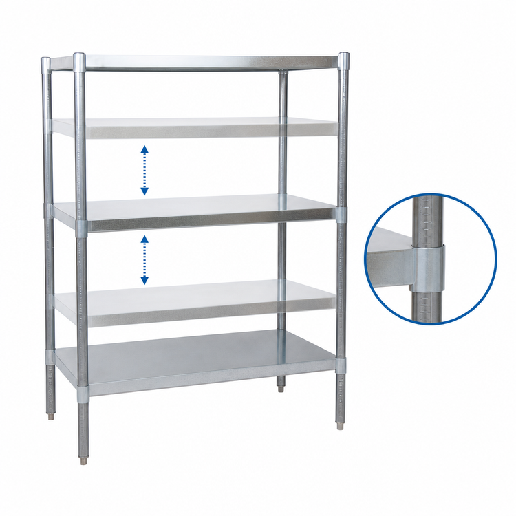Product image #3 for BK Resources SSU5-6724 Stainless Steel Dry Storage Shelving Unit, 67W x 24D x 60H, 3 Adjustable Shelves