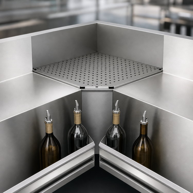 Product image #3 for Advance Tabco Prestige 20-Inch 90° Inside Corner Underbar Filler with Perforated Drainboard Top