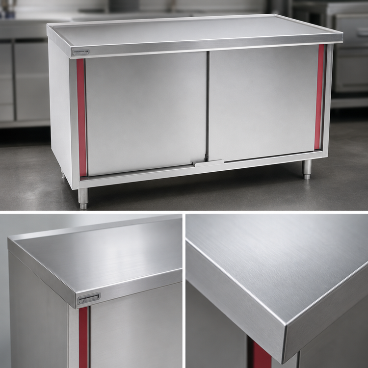 Product image #3 for Spec-Master Marine Series 60-Inch Stainless Steel Enclosed Work Table with Cabinet Base and Sliding Doors