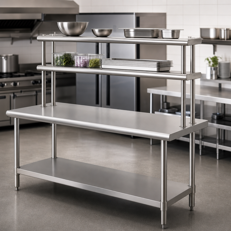 Product image #3 for Eagle Group SB Series Stainless Steel Work Table with Flex-Master Overshelf Kit, 72 Inch x 30 Inch