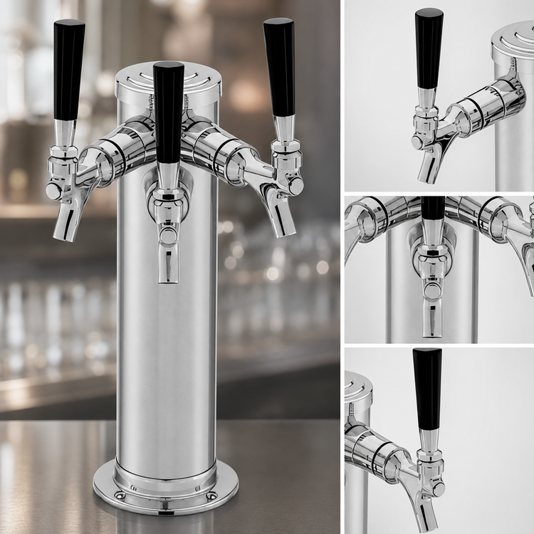 Product image #3 for Perlick 3-Faucet Chrome Draft Arm Style Beer Dispensing Kit