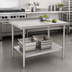 Thumbnail image #3 for 48 x 24 Inch 16-Gauge 430 Stainless Steel Work Table with 2-Inch Rear Up-Turn and Undershelf