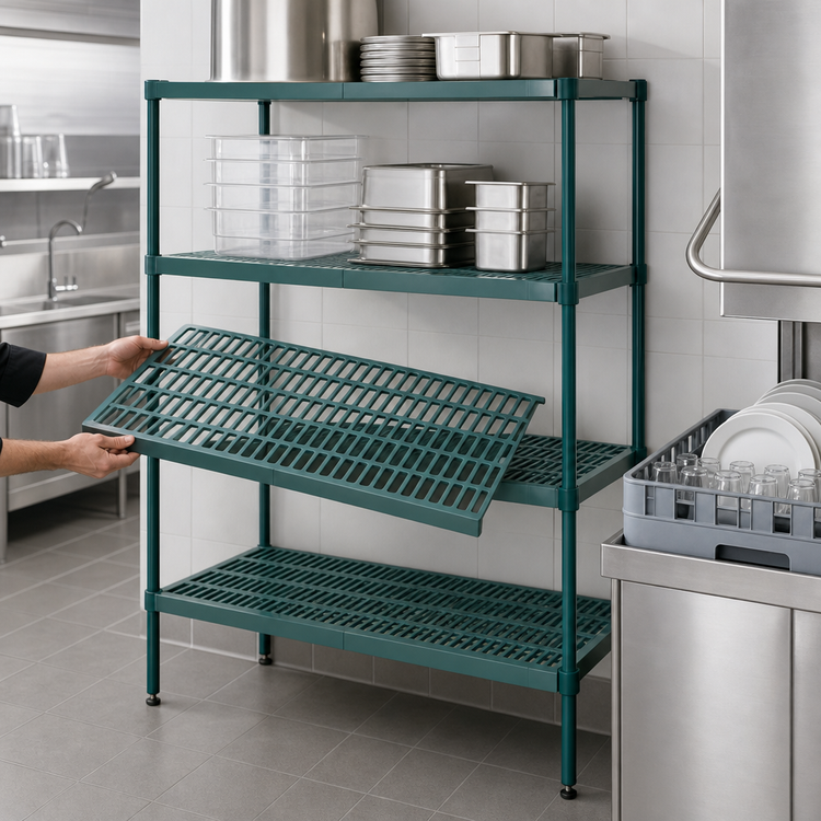 Product image #3 for Metro Super Erecta Pro 24 x 54 x 74 Inch 4-Shelf Green Polymer Shelving Add-On Unit