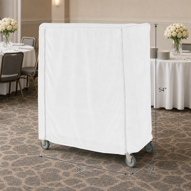 Product image #3 for Metro Queen Mary & Banquet Cart Cover, 36 x 24 x 54 Inch, White Knitted Polyester with Velcro Fastener