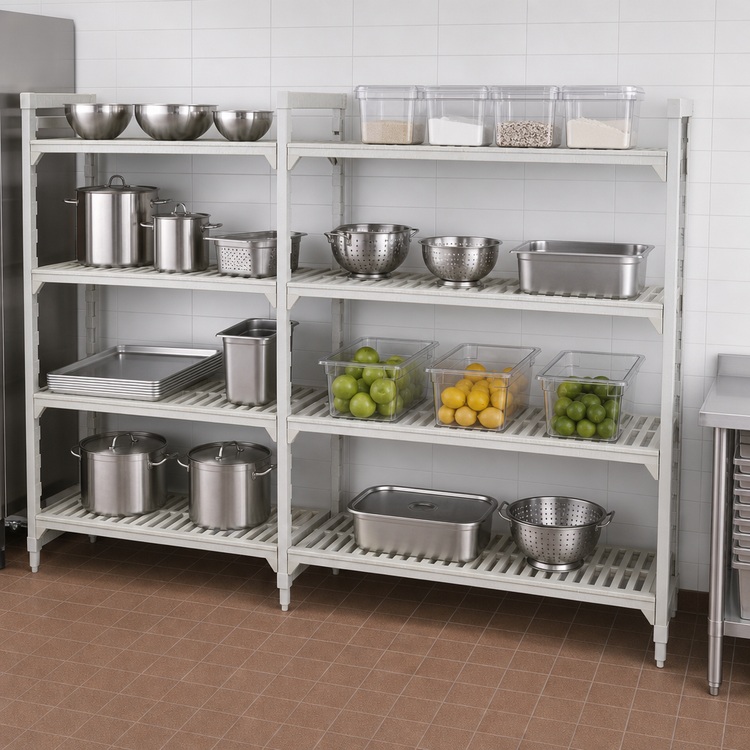 Product image #4 for Camshelving Premium 4-Tier Vented Add-On Polymer Shelving Unit, 21 in. Deep x 60 in. Long x 64 in. High, Speckled Gray