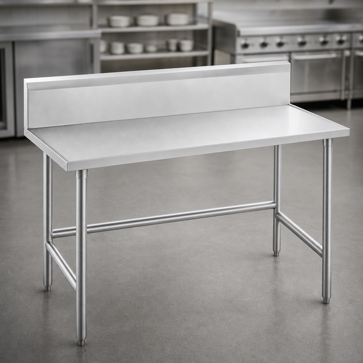 Product image #3 for Advance Tabco Stainless Steel Work Table with 10-Inch Backsplash, 72 x 24 Inches, Open Base