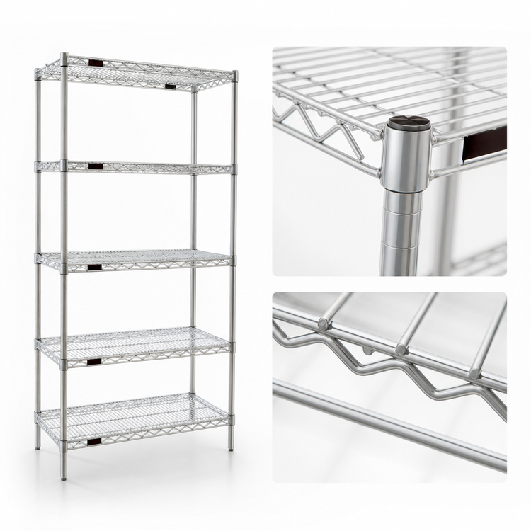 Product image #3 for EAGLEbrite 5-Tier Starter Wire Shelving Unit, 36" W x 21" D x 86" H, Zinc Finish