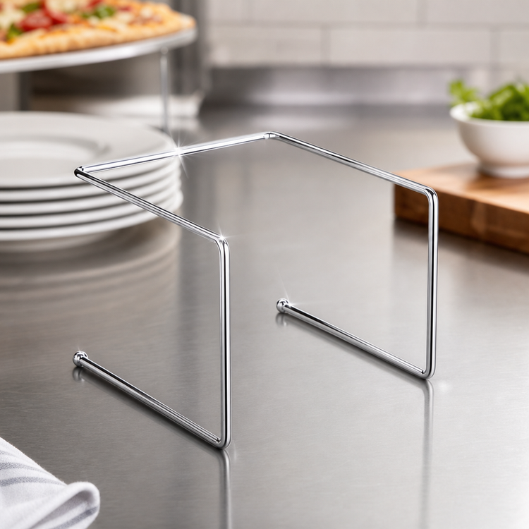 Product image #4 for American Metalcraft Rectangular Universal Pizza Stand, Chrome-Plated Steel, 9 x 8 x 7 Inches