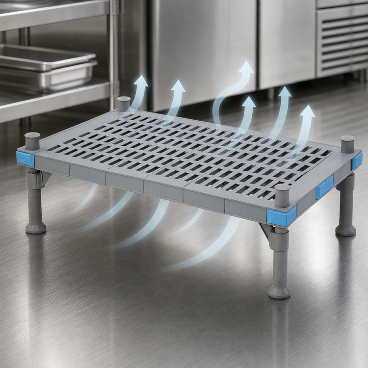Product image #3 for Quantum Millenia Vented Top Polymer Platform Rack with Shelf and Posts, 48 x 24 x 14 Inches, Gray