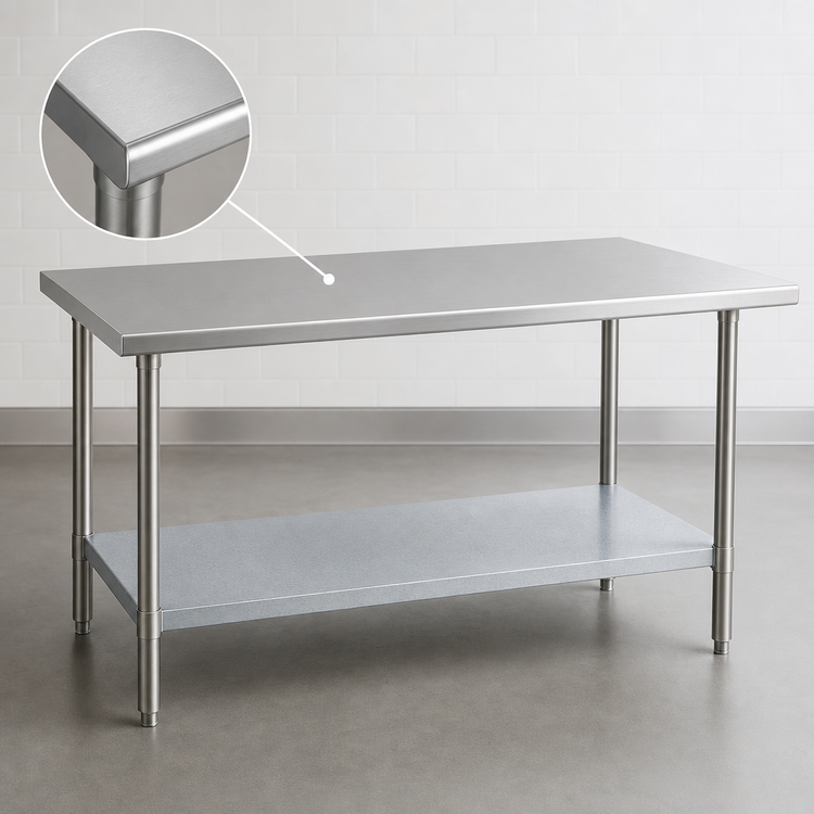Product image #3 for Duke 48" x 30" Stainless Steel Top Work Table with Galvanized Undershelf, 36" High