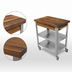 Thumbnail image #4 for John Boos Cucina Elegante 30-Inch x 20-Inch Mobile Walnut Butcher Block Cart with Stainless Steel Shelves, No Drawer