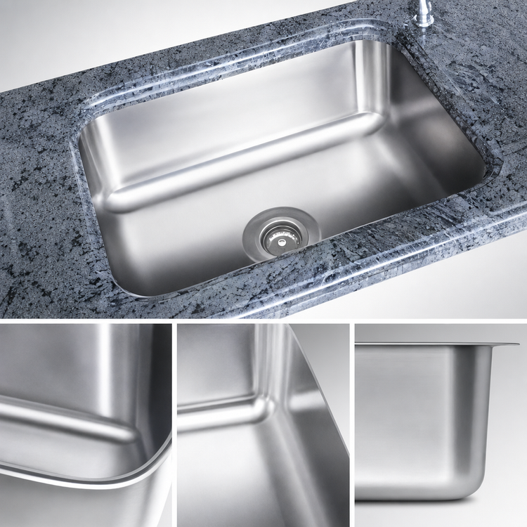 Product image #3 for Advance Tabco Smart Series™ Residential Finish Undermount Sink Bowl, 1 Compartment, 10" x 14" x 10" Deep, 18 Gauge 304 Stainless Steel