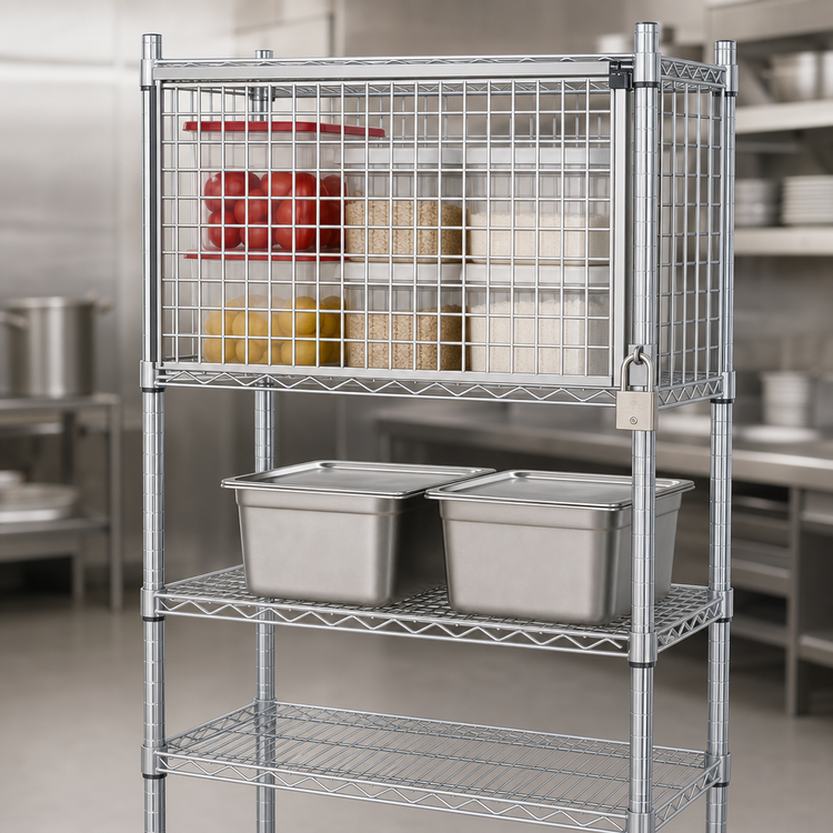 Product image #3 for Eagle Group Chrome Flip-Up Door Security Enclosure Kit for 18-Inch x 30-Inch Wire Shelving