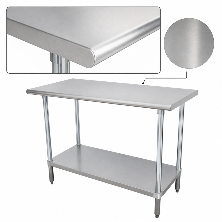 Product image #3 for Advance Tabco Special Value 48-Inch x 24-Inch Flat Top Stainless Steel Work Table with Adjustable Undershelf