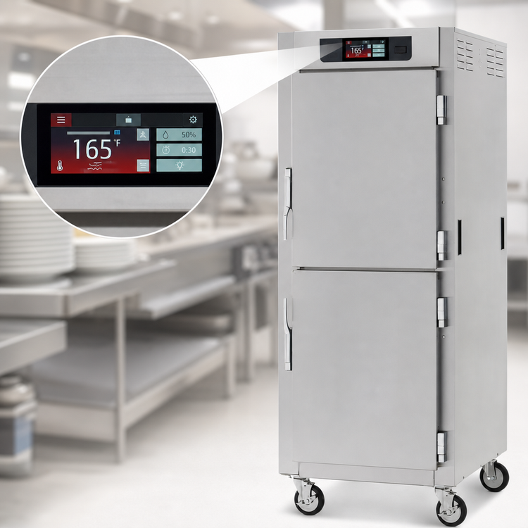 Product image #3 for Metro C5 8 Series Full-Height Mobile Controlled Temperature Holding Cabinet with Solid Dutch Doors, 35 Pan Capacity