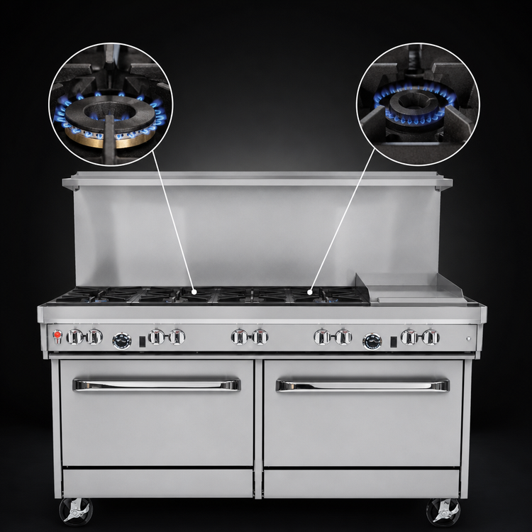 Product image #3 for Southbend Ultimate 60-Inch Gas Restaurant Range with 5 Burners, 24-Inch Griddle/Broiler and 2 Convection Ovens
