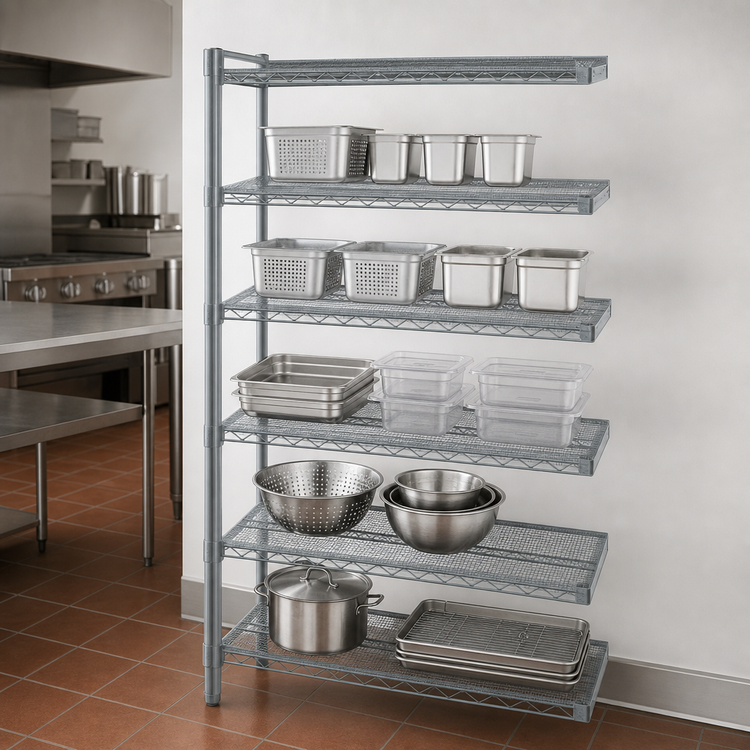Product image #3 for Eagle Group Valu-Master 5-Tier Add-On Wire Shelving Unit, 48 x 18 x 86 Inches, Pewter Gray Epoxy Finish
