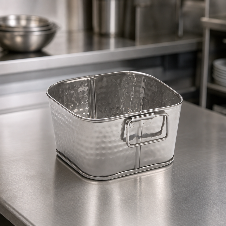 Product image #3 for American Metalcraft Square Stainless Steel Cooling Tub, 1-3/8 qt.