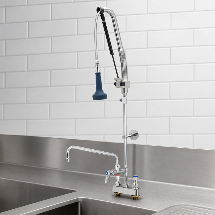 Product image #3 for EverSteel DuraPull Deck Mount Pull-Down Pre-Rinse Add-On Faucet with 12-Inch Swing Nozzle and 4-Inch Centers