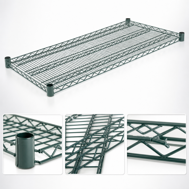 Product image #4 for Eagle Valu-Gard Double-Mat Wire Shelf with Tapered Split Sleeves, 24 x 60 Inches, Valu-Gard Green Epoxy