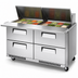 Thumbnail image #3 for Turbo Air Super Deluxe 60-Inch Front Breathing Two-Section Sandwich/Salad Mega Top Refrigerated Prep Table with 4 Drawers