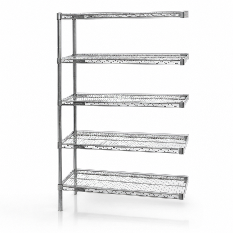 Product image #3 for Eagle Group 5-Tier Add-On Wire Shelving Unit, 48 x 21 x 74 Inches, Chrome-Plated