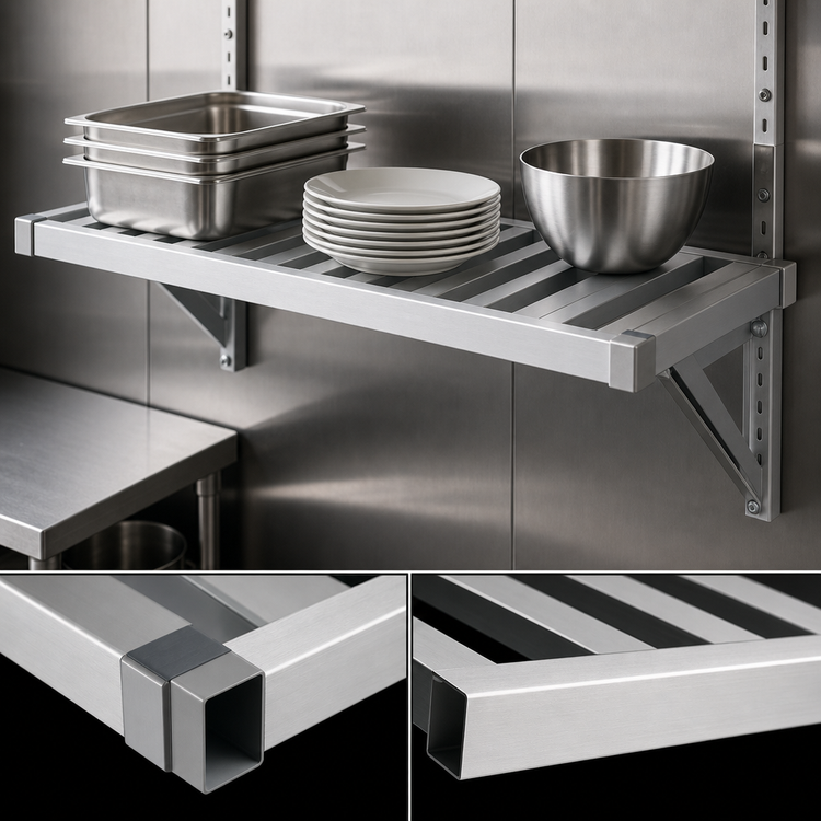 Product image #4 for New Age Adjustable Heavy-Duty T-Bar Wall-Mounted Aluminum Shelf, 18 x 36 Inches, 900 lb. Capacity